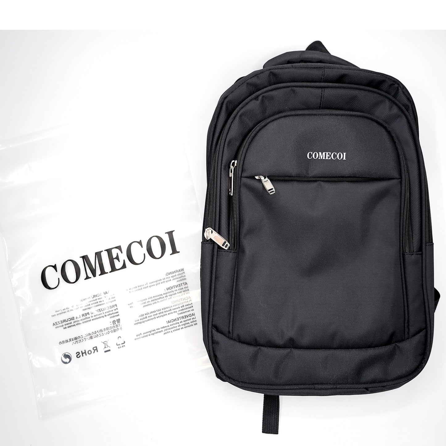 COMECOI Laptop Backpack-Laptop/Tablet, Durable, Water-Repellent, Lightweight, Clean Design-Black