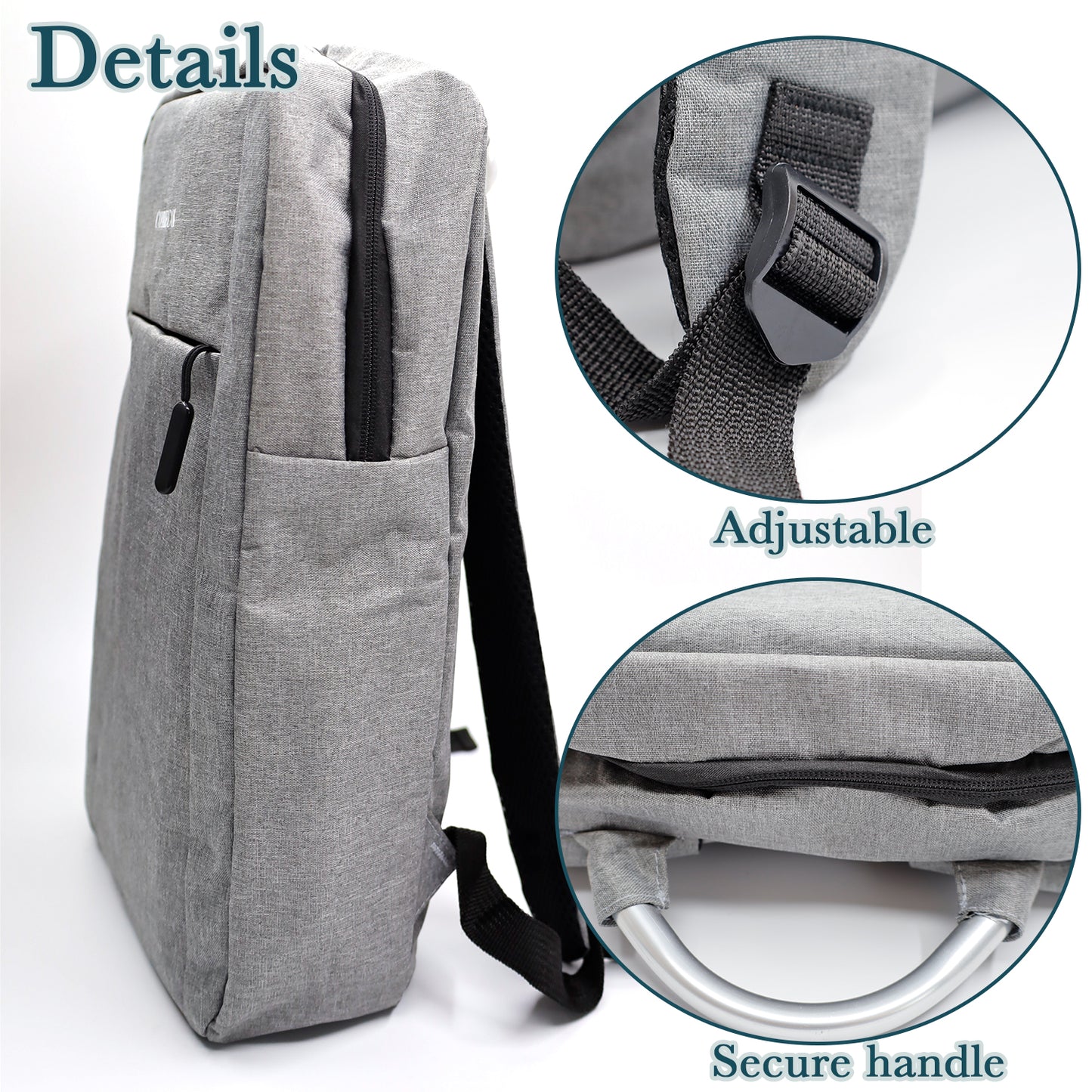 COMECOI Laptop Backpack - Padded Laptop/Tablet Compartment - Durable and Water-Repellent Fabric - Lightweight - Grey