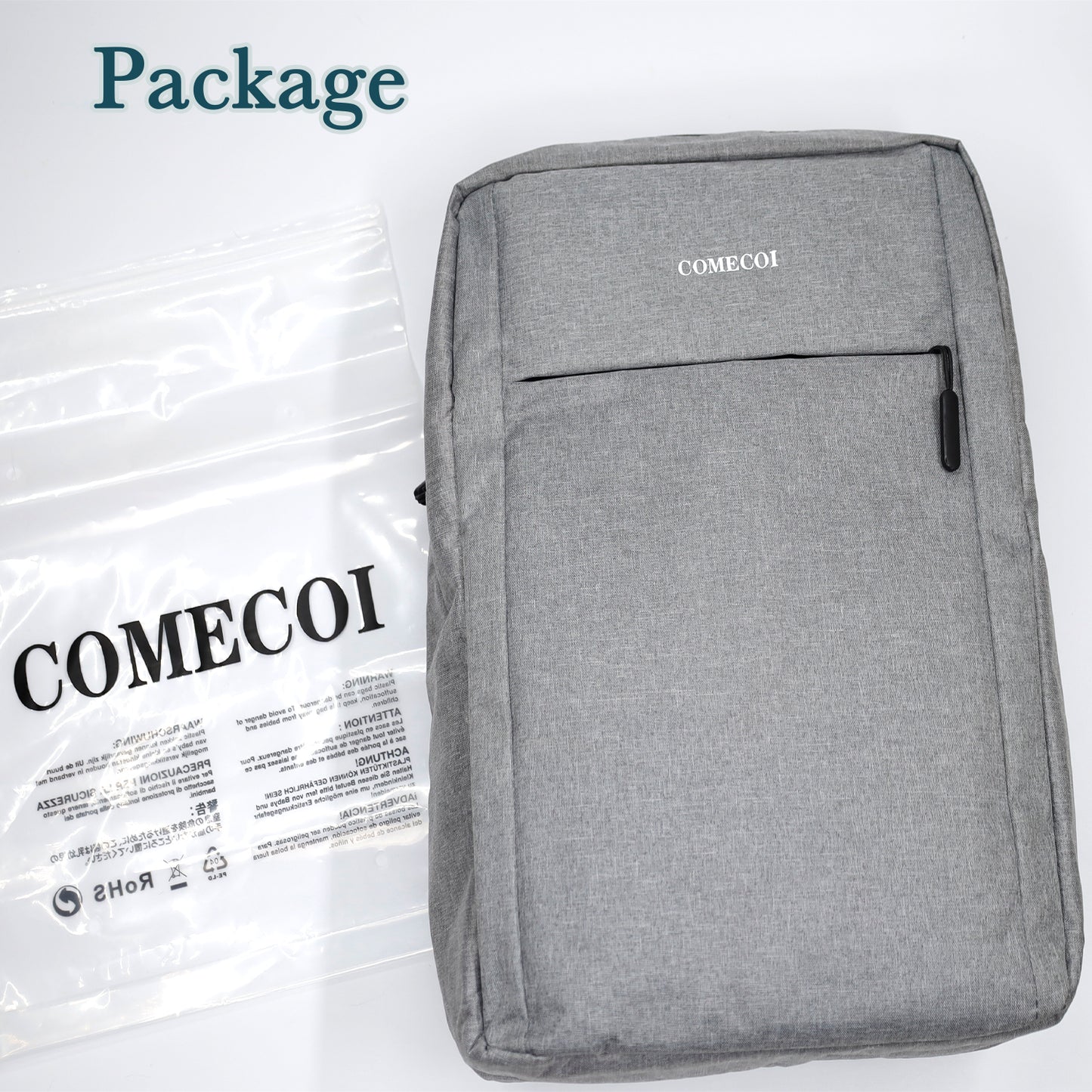 COMECOI Laptop Backpack - Padded Laptop/Tablet Compartment - Durable and Water-Repellent Fabric - Lightweight - Grey