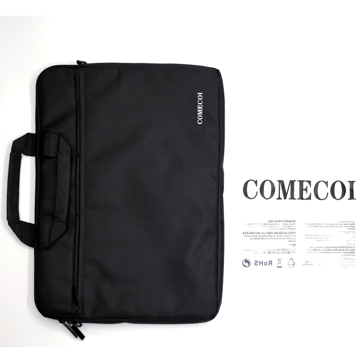 COMECOI  Laptop Shoulder Bag -Sleek, Durable and Water-Repellent Fabric, Lightweight Toploader, Business Casual or School-Black
